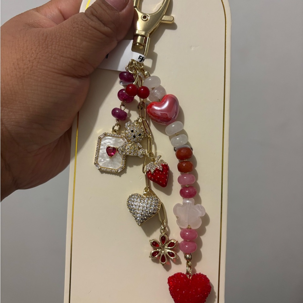 Piper K Charming Heart Keychain with Red and Gold Accents